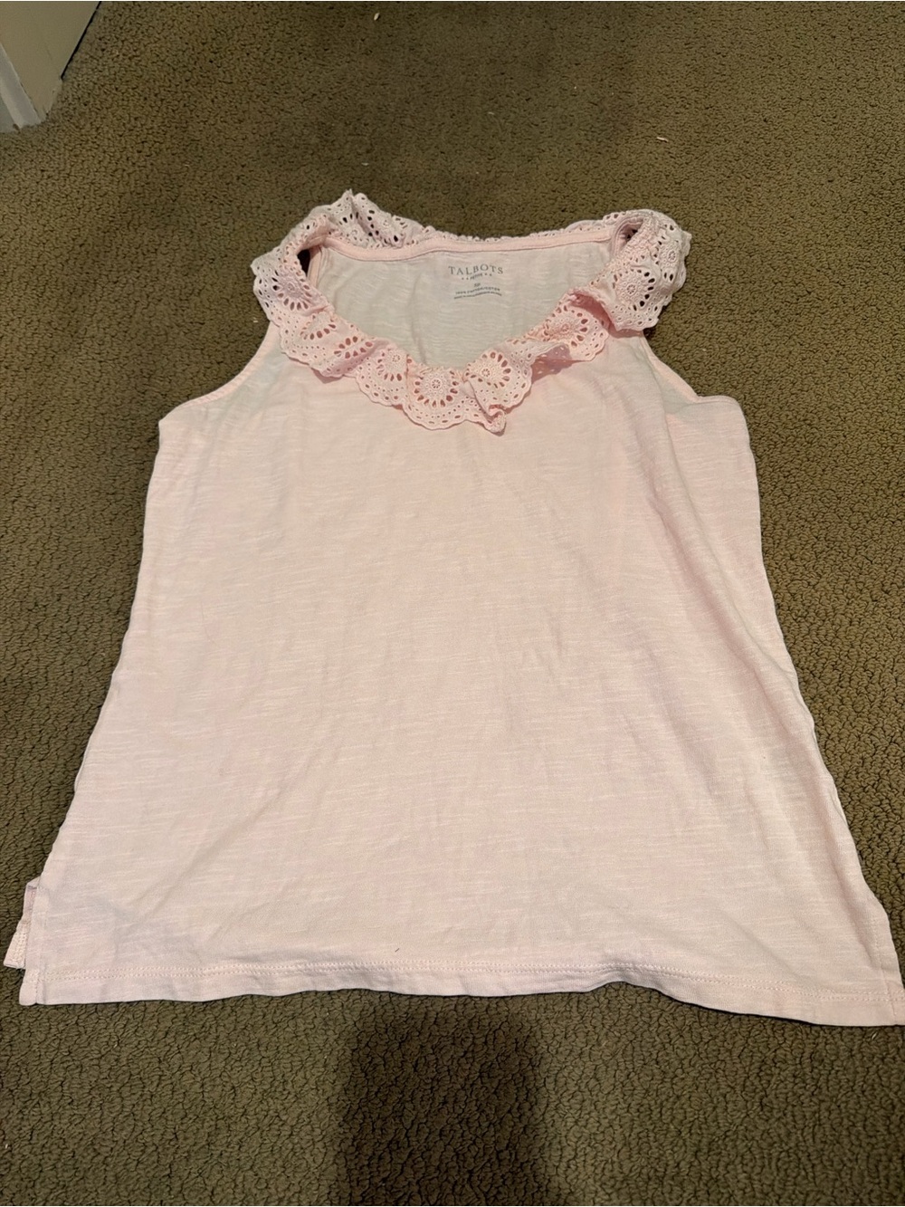 Talbots Light Pink Eyelet Ruffle Tank Top - Girls